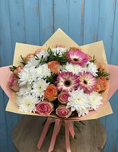 Букет цветов из:  Розы, Герберы и Хризантемы #REPLACE_PRED# Пинюг