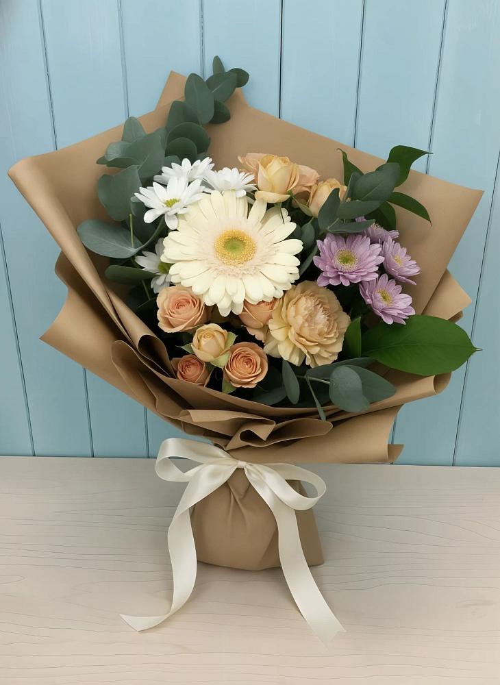 Букет цветов из: Герберы и Хризантемы в Пинюг