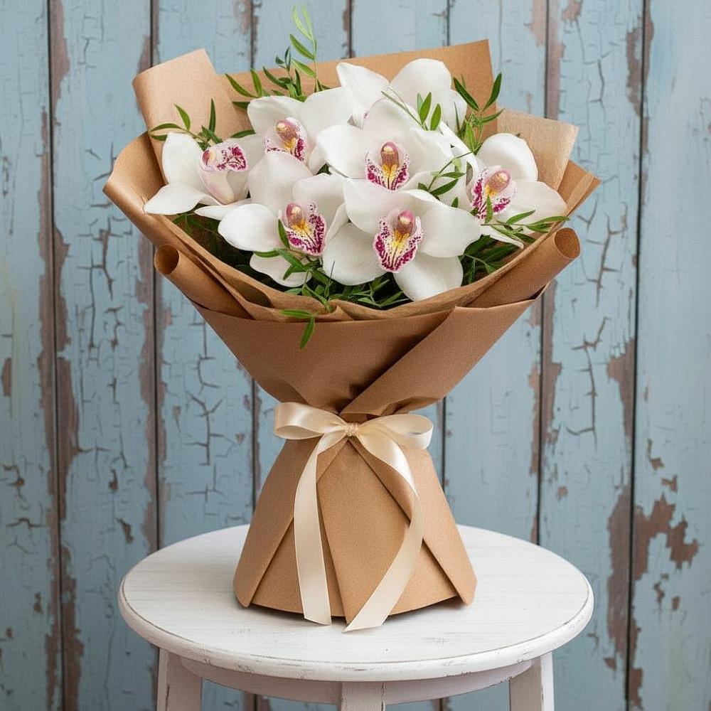 Букет цветов из: Орхидеи и Розы в Пинюг
