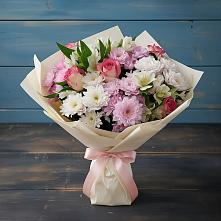 Букет цветов из:  Хризантемы, Альстромерии и Розы в Пинюг