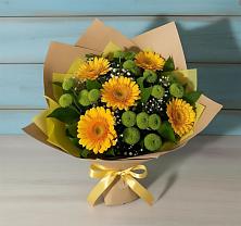 Букет цветов из:  Герберы и Хризантемы в Пинюг