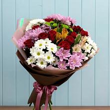 Букет цветов из:  Розы, Хризантемы и Альстромерии в Пинюг