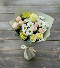 Букет цветов из:  Альстромерии, Розы и Хризантемы в Пинюг
