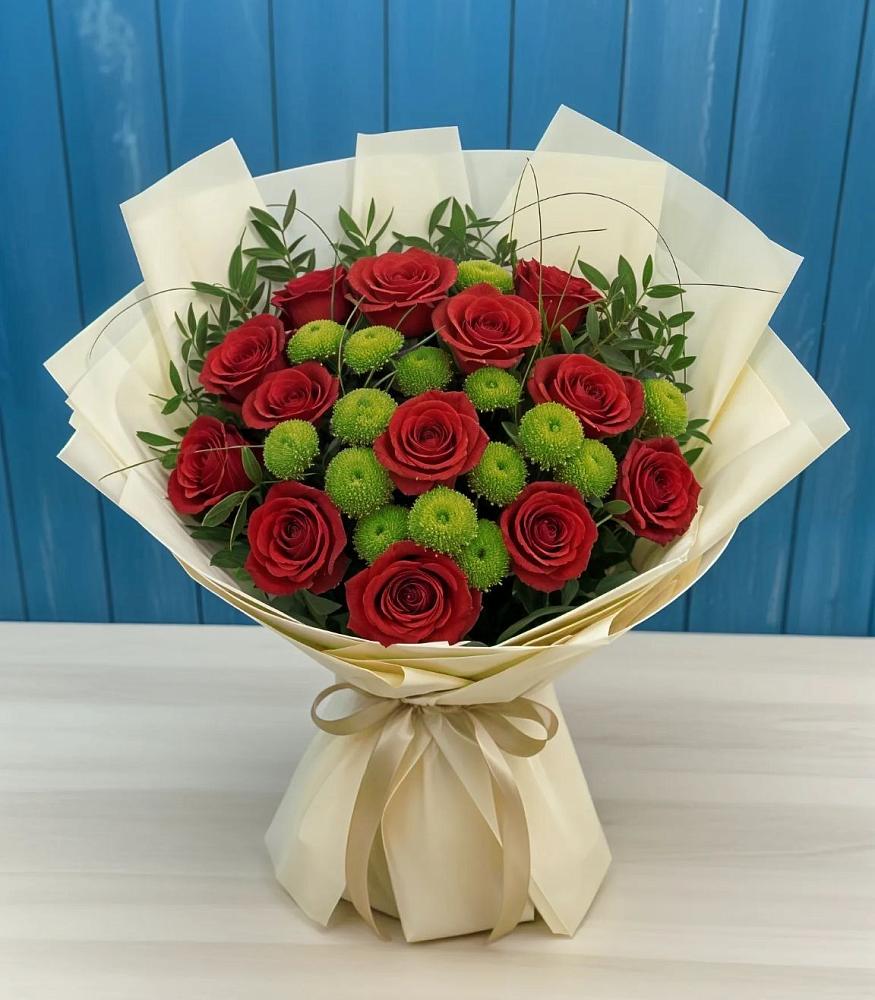 Букет цветов из: Розы и Хризантемы в Пинюг