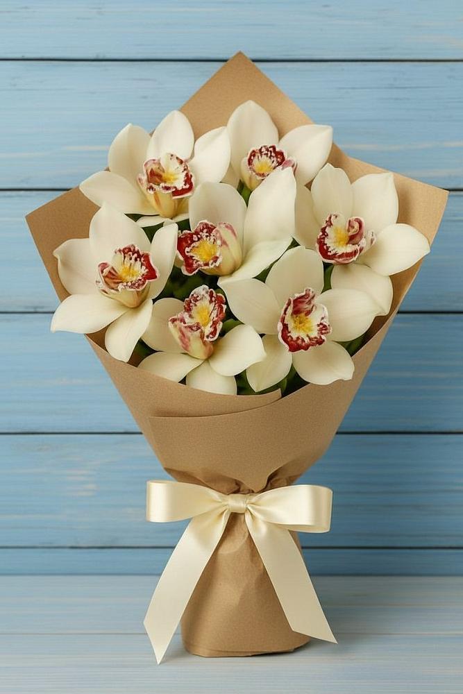 Букет цветов из: Орхидеи и Розы в Пинюг