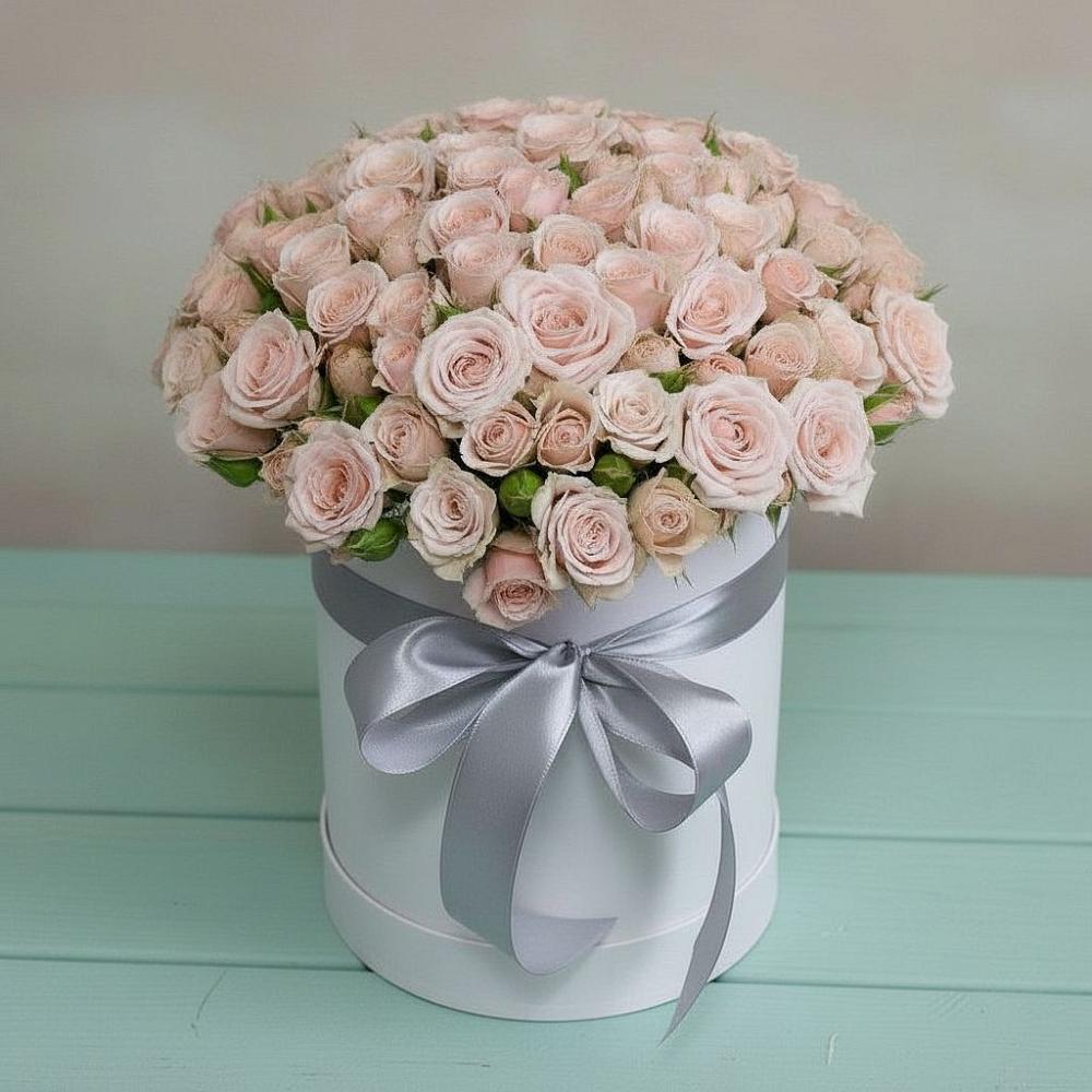 Цветочная композиция из Розы в шляпной коробке в Пинюг